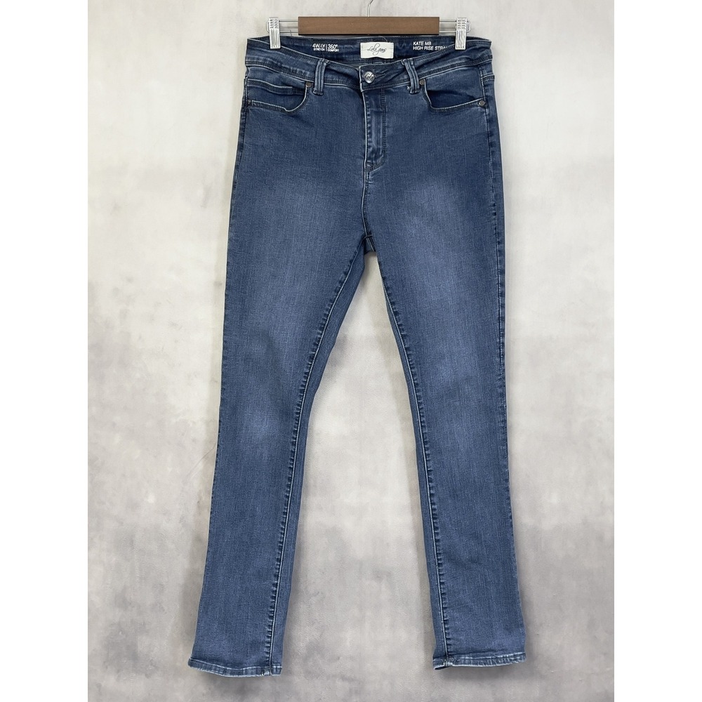 Lola Jeans Kate MB High Rise Straight Womens 10 4-Way Stretch Clean Girl Go See
